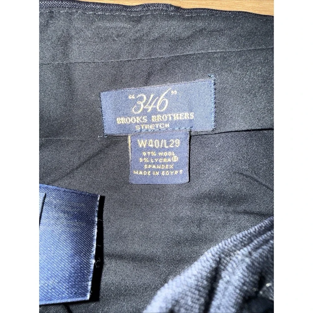 Brooks Brothers  346 Stretch Suit Men 42S Black Pinstripe  Wool Pants Size 40/29